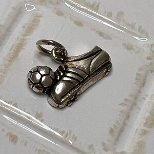Vintage Soccer Shoe & Ball Charm 925 Sterling Silver NOS